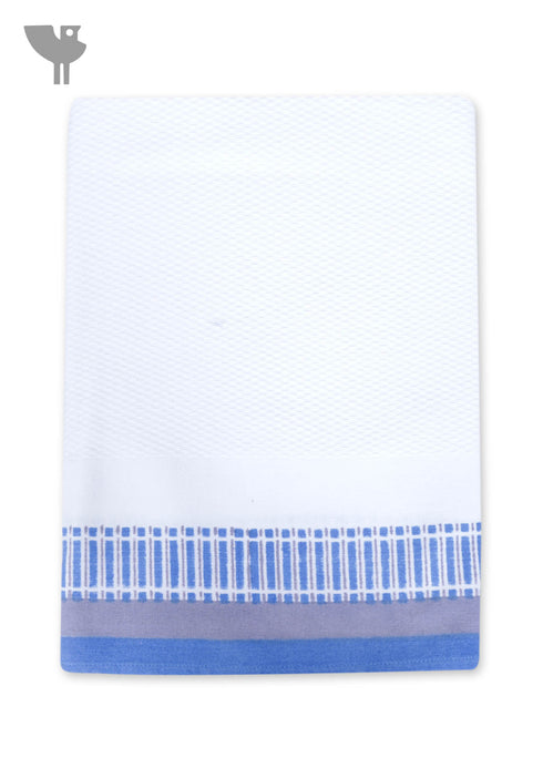 Handloom Cotton Bath Towel With Block Print Border